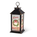 Battery-Operated Black Fireglow Christmas Lantern with Timer 12 in