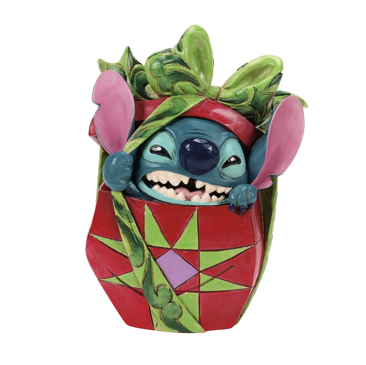 Jim Shore Disney Stitch Breaking Out of Present Figurine, 5"