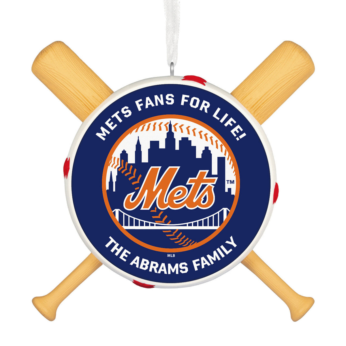 MLB New York Mets™ Baseball Personalized Ornament, Custom Text