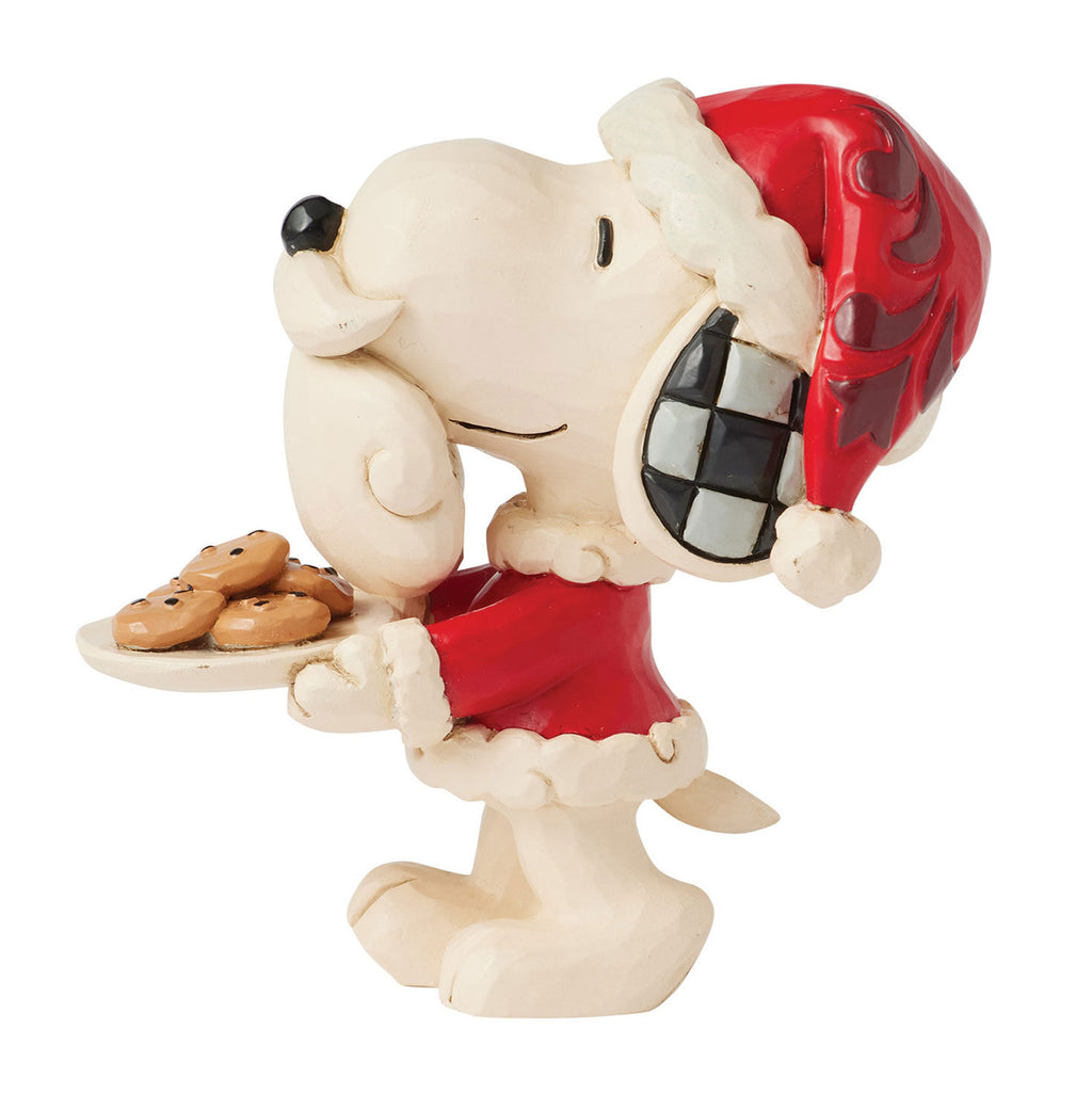 Jim Shore Peanuts Snoopy Santa With Cookie Plate Mini Figurine, 3.3"