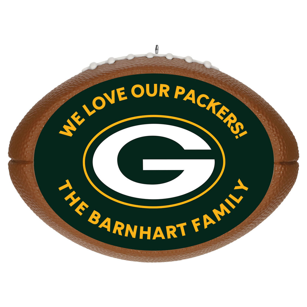 NFL Green Bay Packers Football Personalized Ornament, Custom Text