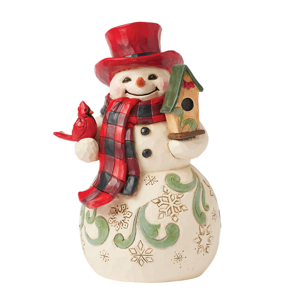 Jim Shore Heartwood Creek Snowman and Cardinal Figurine, 6.25"