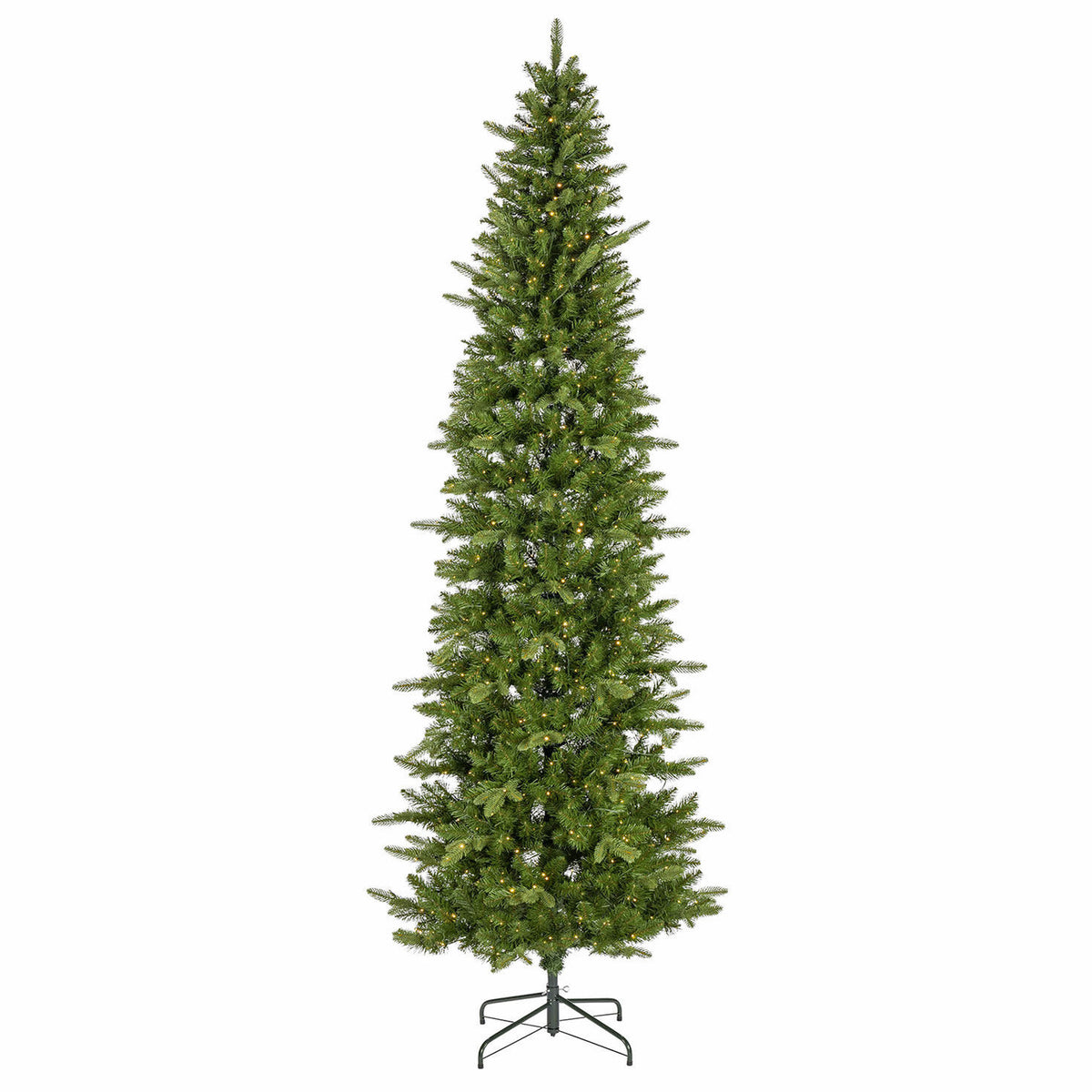 12 ft Pre-Lit Natural Cut Narrow Saginaw Spruce Christmas Tree with 1100 Color-Changing LED Lights