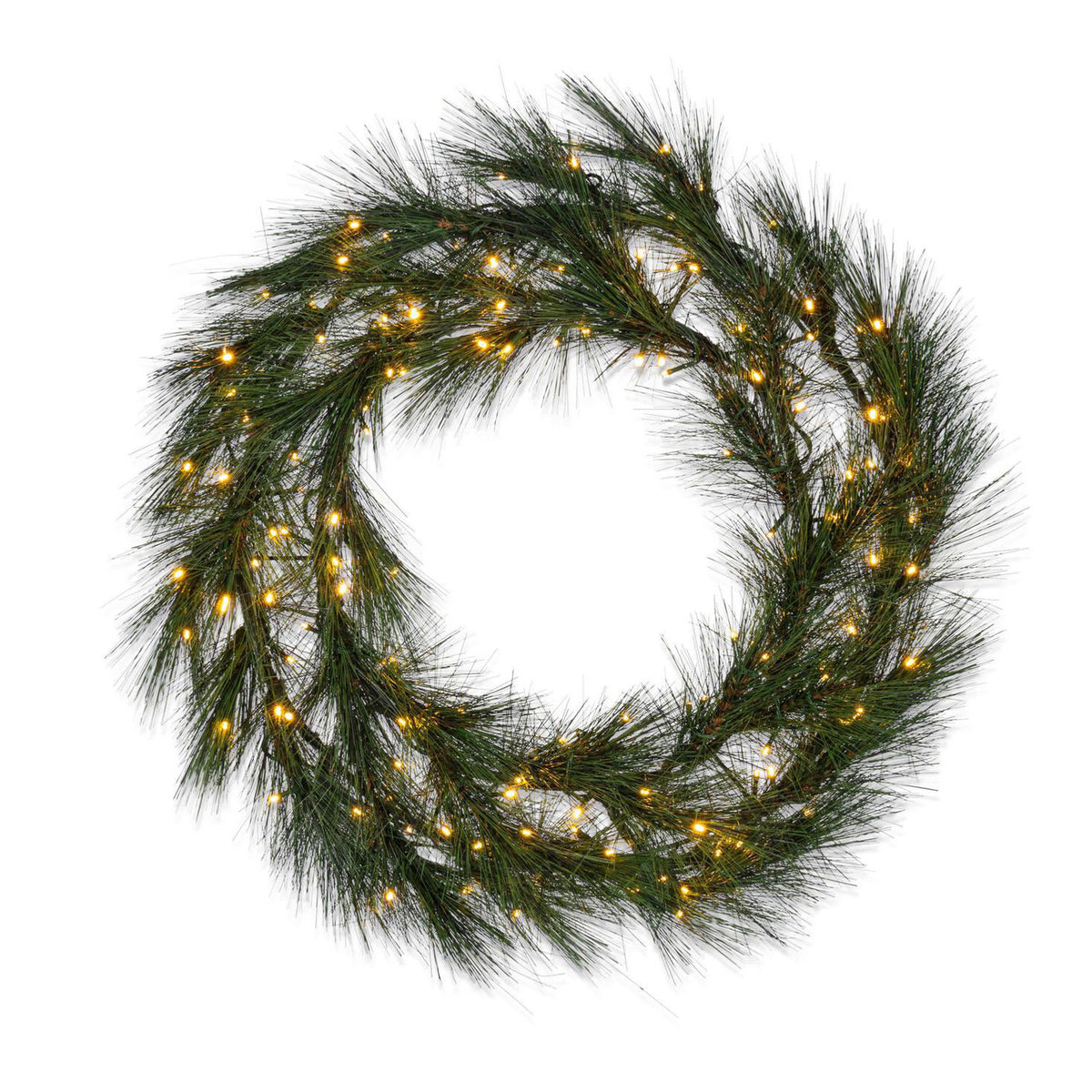 30 in Pre-Lit Scandi Hard Needle Christmas Wreath with 150 Color-Changing LED Lights