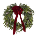 24 in Natural Pine Christmas Wreath with Red Velvet Bow