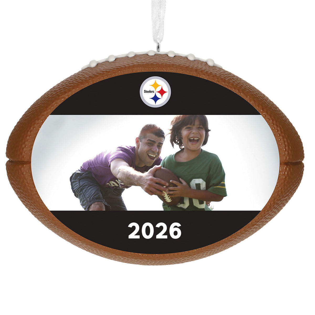 NFL Pittsburgh Steelers Football Personalized Ornament, Custom Photo and Text