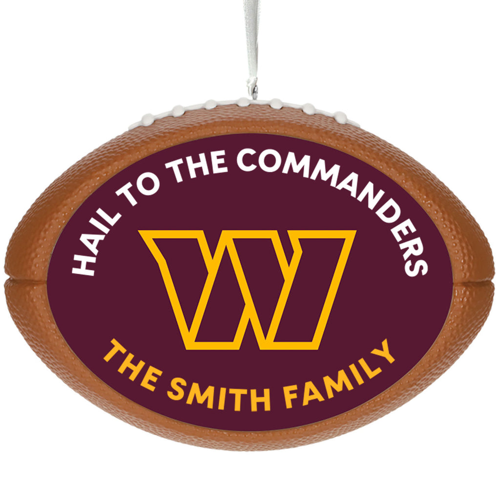 NFL Washington Commanders Football Personalized Ornament, Custom Text