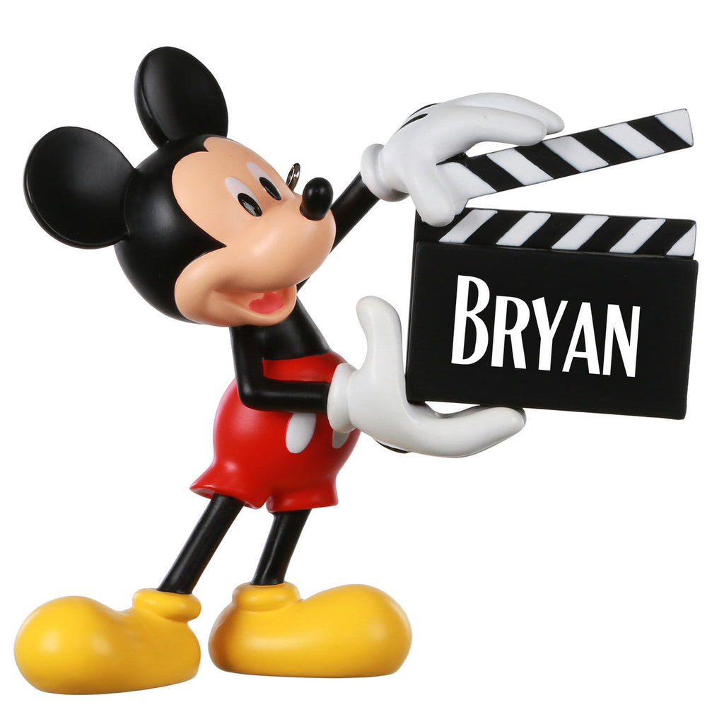 Disney Mickey Mouse With Clapperboard Personalized Ornament, Custom Text