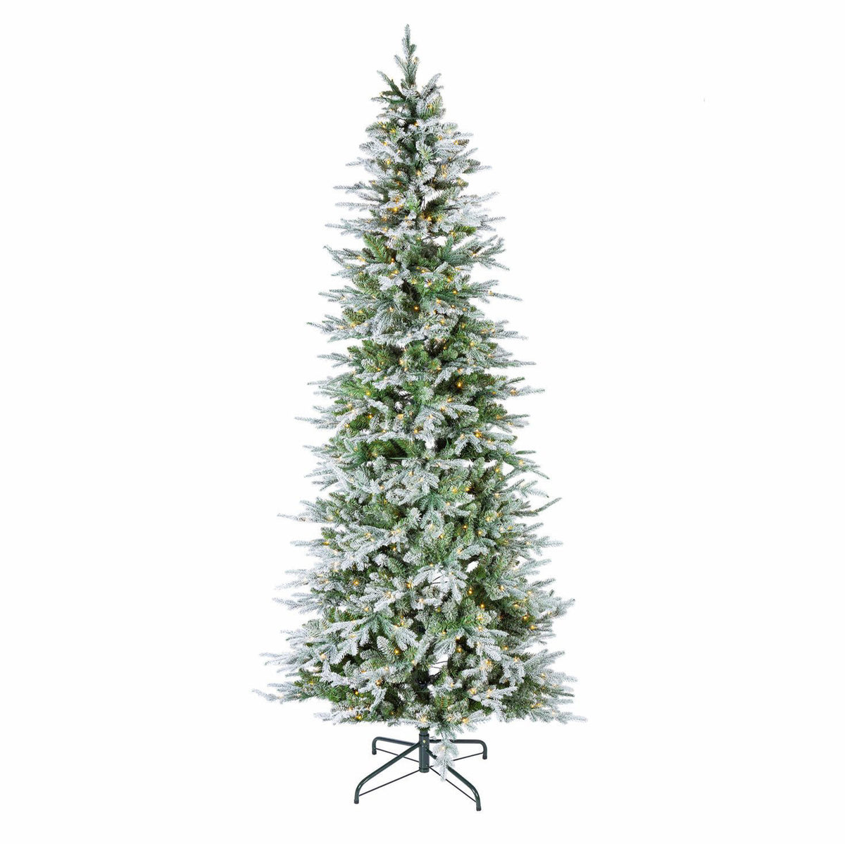 9 ft Pre-Lit Natural Cut Flocked Spruce Christmas Tree with 700 Warm White LED Lights and 2925 Tips
