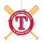 MLB Texas Rangers™ Baseball Personalized Ornament, Custom Text
