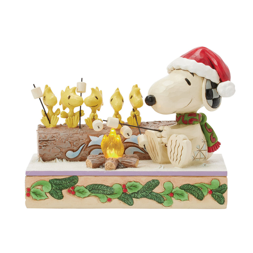 Jim Shore Peanuts Snoopy and Friends Light-Up Campfire Figurine, 5"
