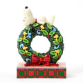 Jim Shore Peanuts Snoopy Sleeping on Light-Up Wreath Figurine, 7.13"