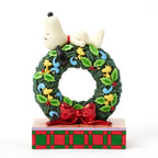 Jim Shore Peanuts Snoopy Sleeping on Light-Up Wreath Figurine, 7.13"