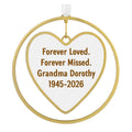 Gold Heart Metal Personalized Ornament, Custom Text
