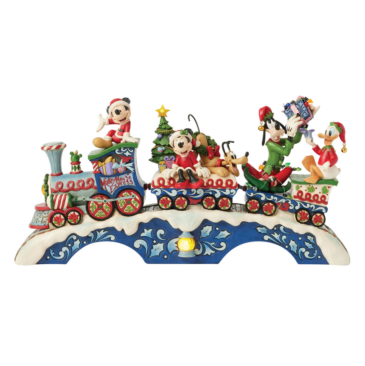 Jim Shore Mickey Mouse and Friends Light-Up Musical Train Figurine, 8.64"