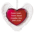 Forever Loved Memorial Heart and Angel Wings Personalized Ornament, Custom Text