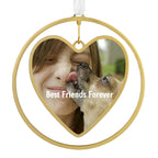 Gold Heart Metal Personalized Ornament, Custom Photo and Text
