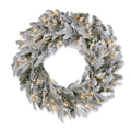30 in Pre-Lit Natural Cut Flocked Spruce Wreath with 100 Warm White LED Lights