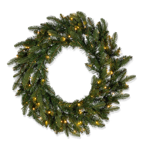 30 in Pre-Lit Natural Cut Saginaw Spruce Wreath with 100 Color-Changing LED Lights