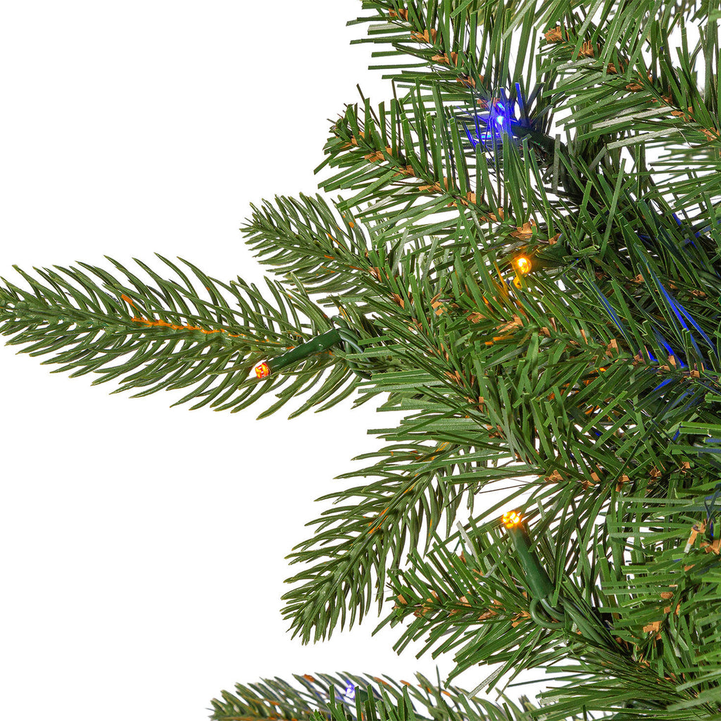 9 ft Pre-Lit Natural Cut Narrow Saginaw Spruce Christmas Tree with 750 Color-Changing LED Lights