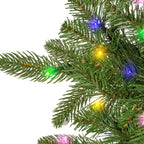 6.5 ft Pre-Lit Natural Cut Narrow Saginaw Spruce Christmas Tree with 300 Color-Changing LED Lights