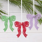 Elegant Bow Quilled Paper Hallmark Ornaments, Set of 4