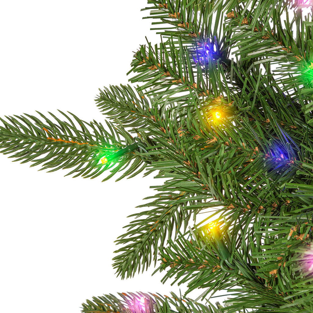7.5 ft Pre-Lit Natural Cut Narrow Saginaw Spruce Christmas Tree with 450 Color-Changing LED Lights