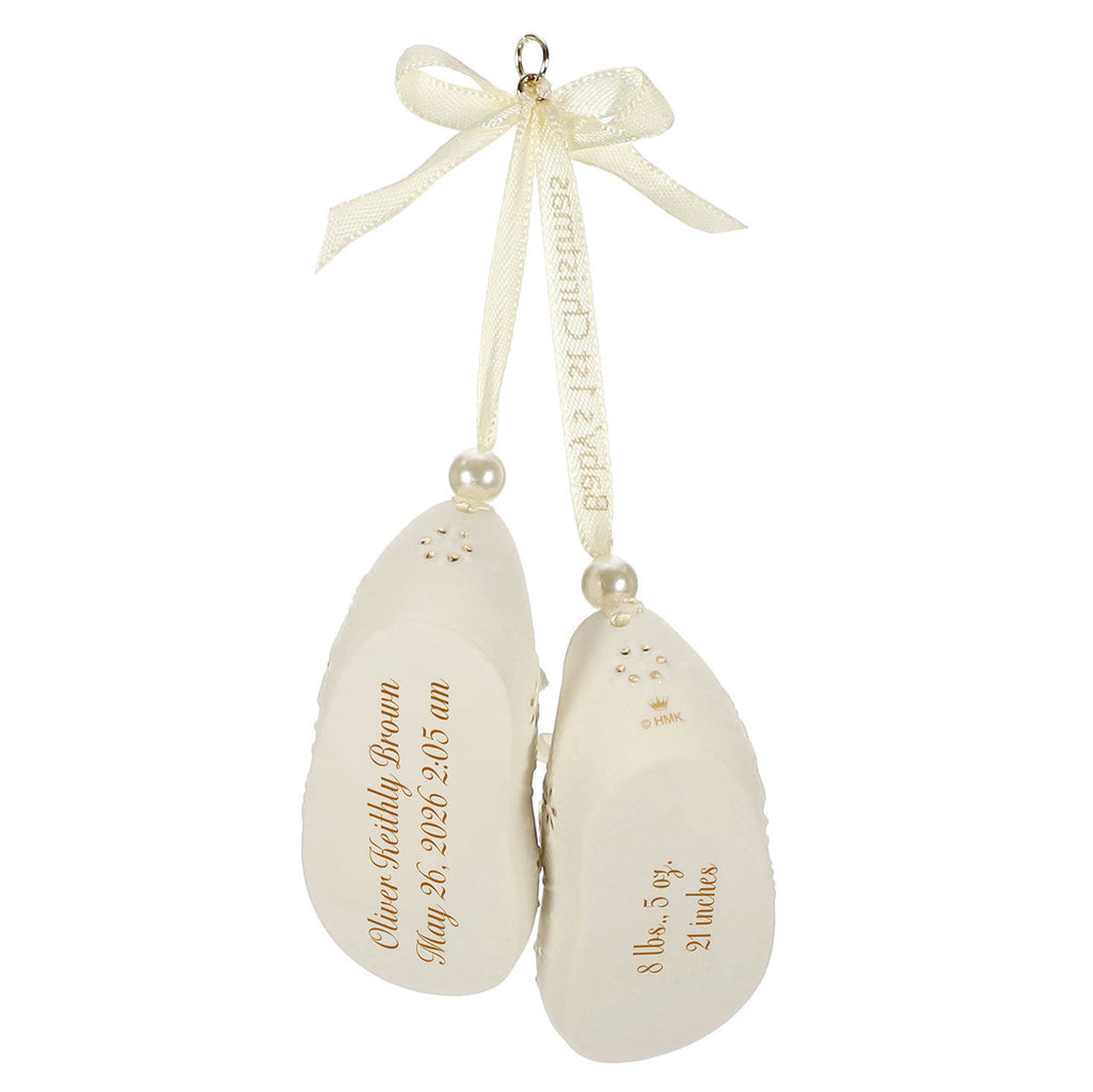 Baby’s First Christmas Booties Porcelain Personalized Ornament, Custom Text