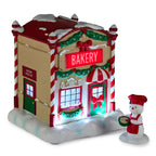 Magic Snowman Village Musical Bakery and Baker Tabletop Decorations With Light, Set of 2