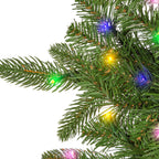 7.5 ft Pre-Lit Natural Cut Narrow Saginaw Spruce Christmas Tree with 450 Color-Changing LED Lights
