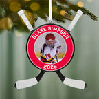 Hockey Star Personalized Photo Ornament, Custom Photo and Text