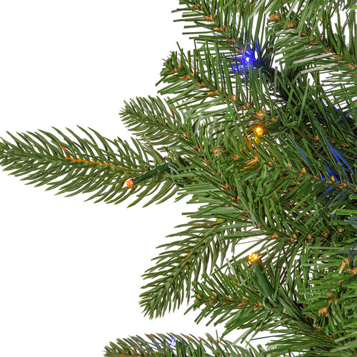 12 ft Pre-Lit Natural Cut Narrow Saginaw Spruce Christmas Tree with 1100 Color-Changing LED Lights