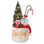 Smiling Santa With Tree Light-Up Figurine, 11.25" H