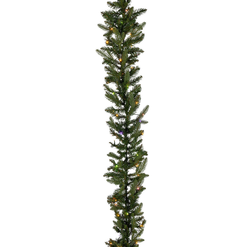 9 ft Pre-Lit Natural Cut Saginaw Spruce Garland with 100 Color-Changing LED Lights