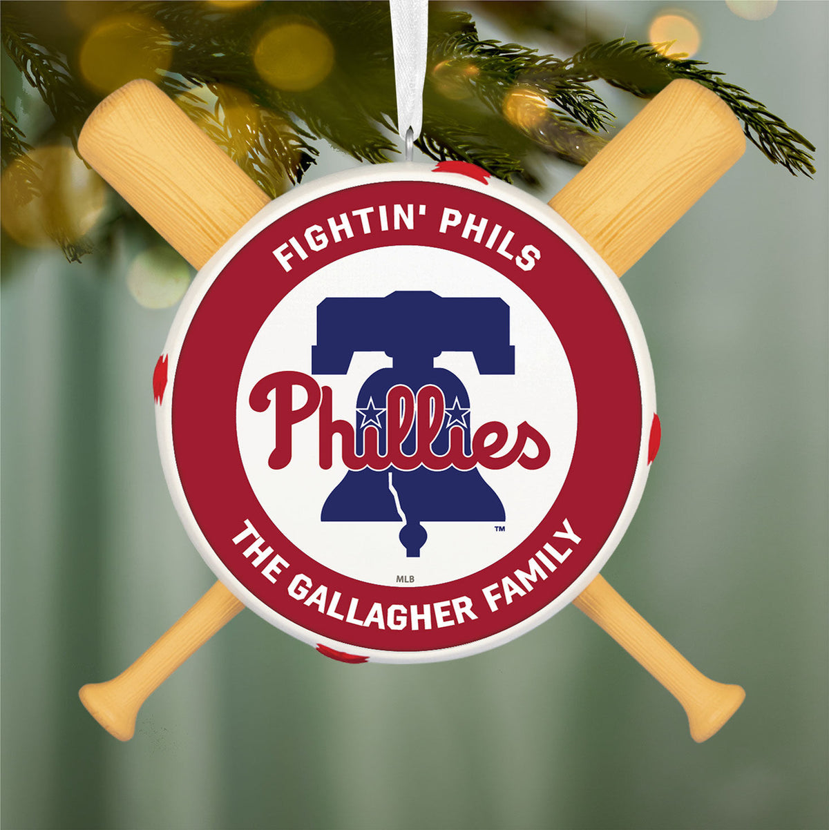 MLB Philadelphia Phillies™ Baseball Personalized Ornament, Custom Text