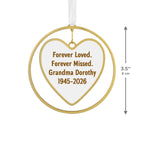 Gold Heart Metal Personalized Ornament, Custom Text