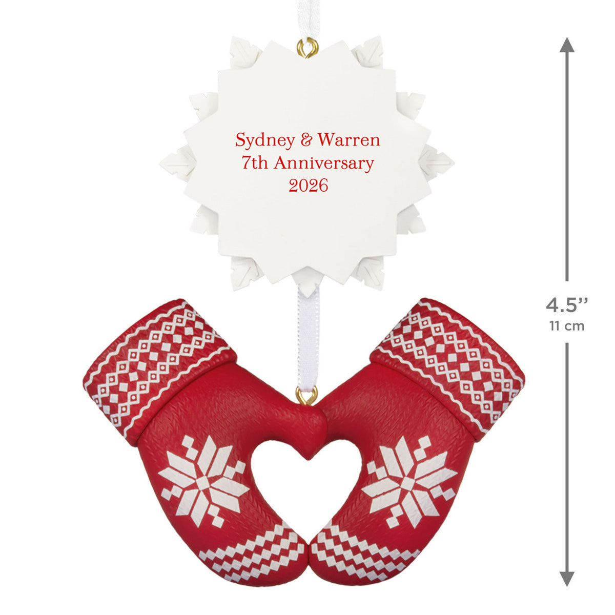 Merry Mittens Personalized Ornament, Custom Text
