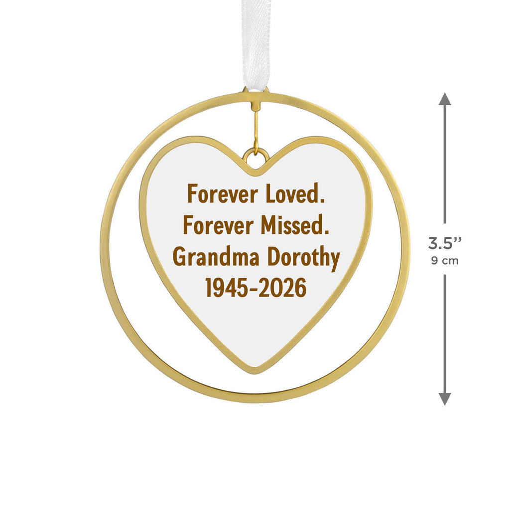 Gold Heart Metal Personalized Ornament, Custom Text