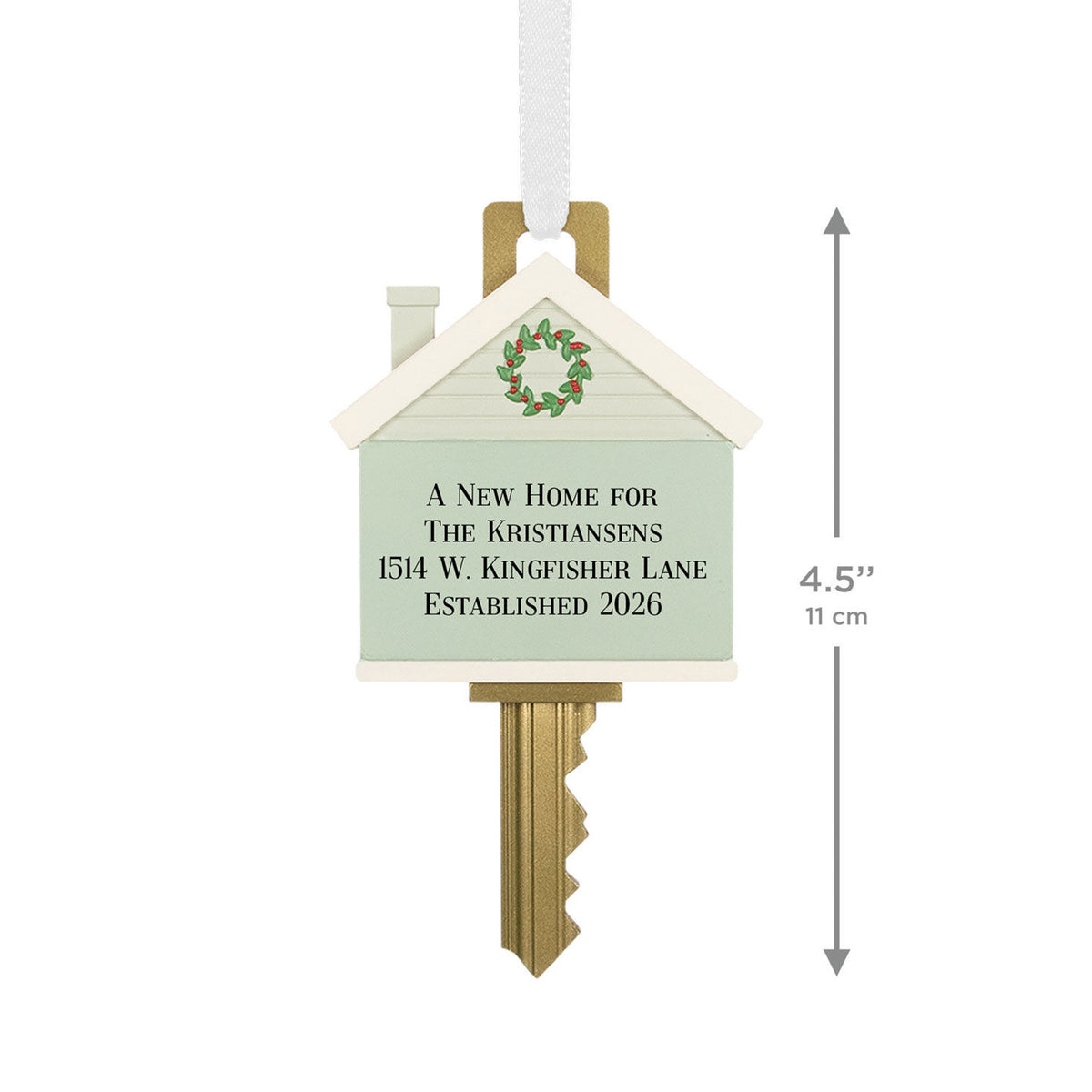 New Home Key Personalized Ornament, Custom Text