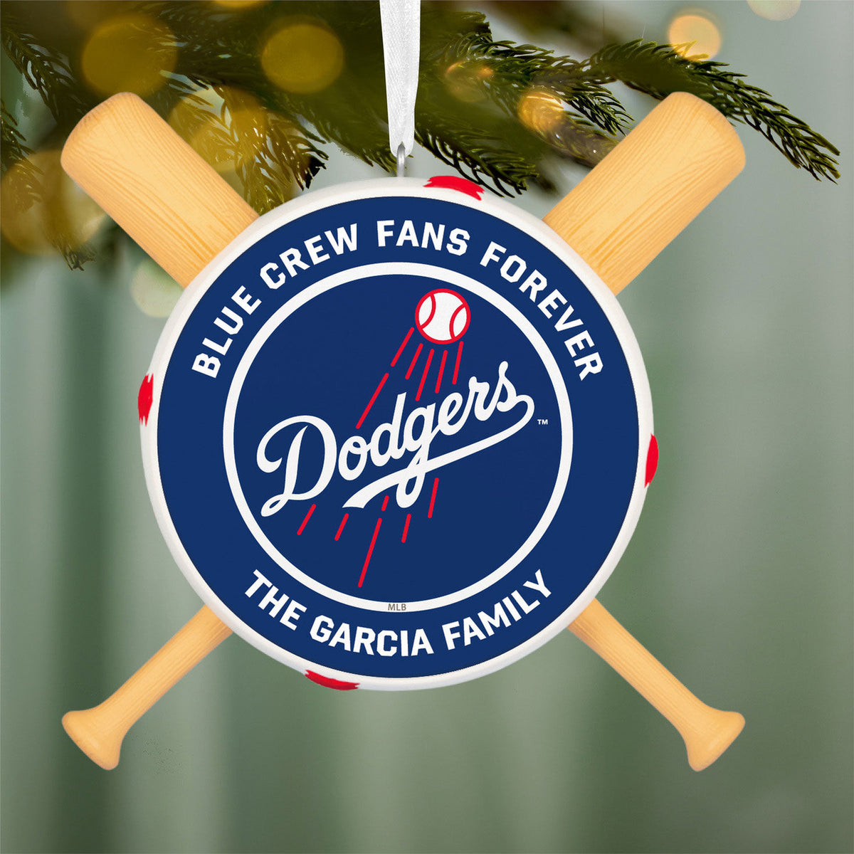 MLB Los Angeles Dodgers™ Baseball Personalized Ornament, Custom Text