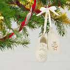 Baby’s First Christmas Monogram Booties Porcelain Personalized Ornament, Custom Text