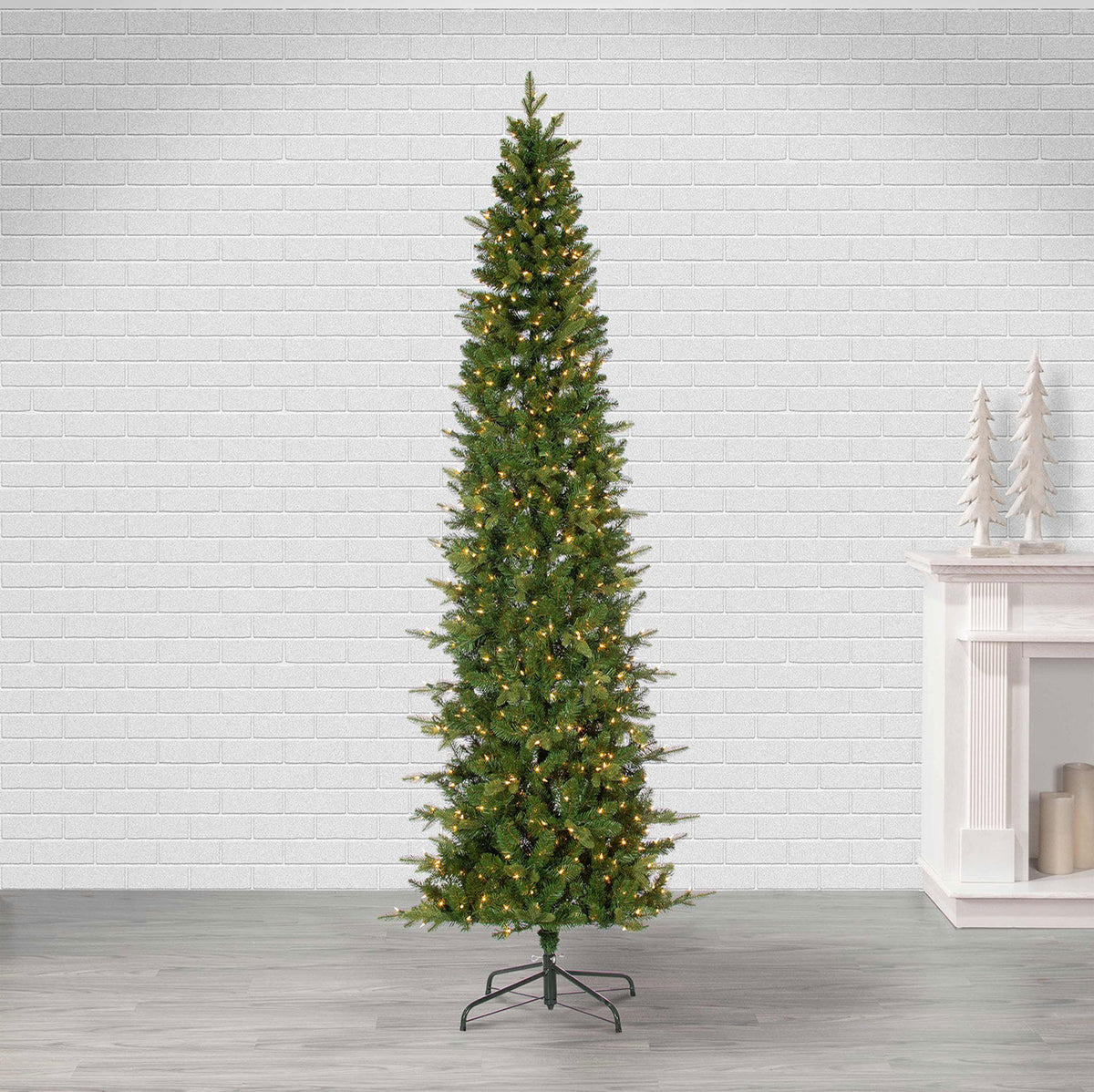 9 ft Pre-Lit Natural Cut Narrow Saginaw Spruce Christmas Tree with 750 Color-Changing LED Lights