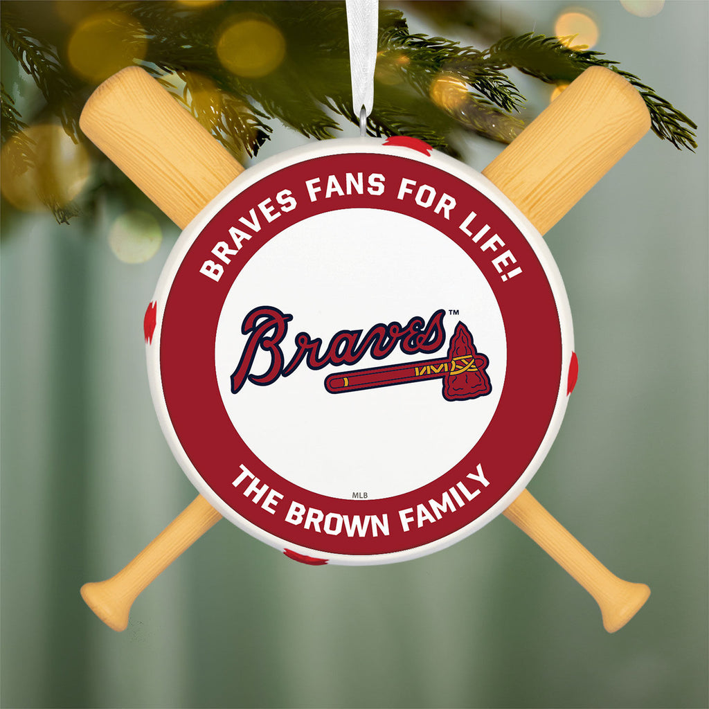 MLB Atlanta Braves™ Baseball Personalized Ornament, Custom Text