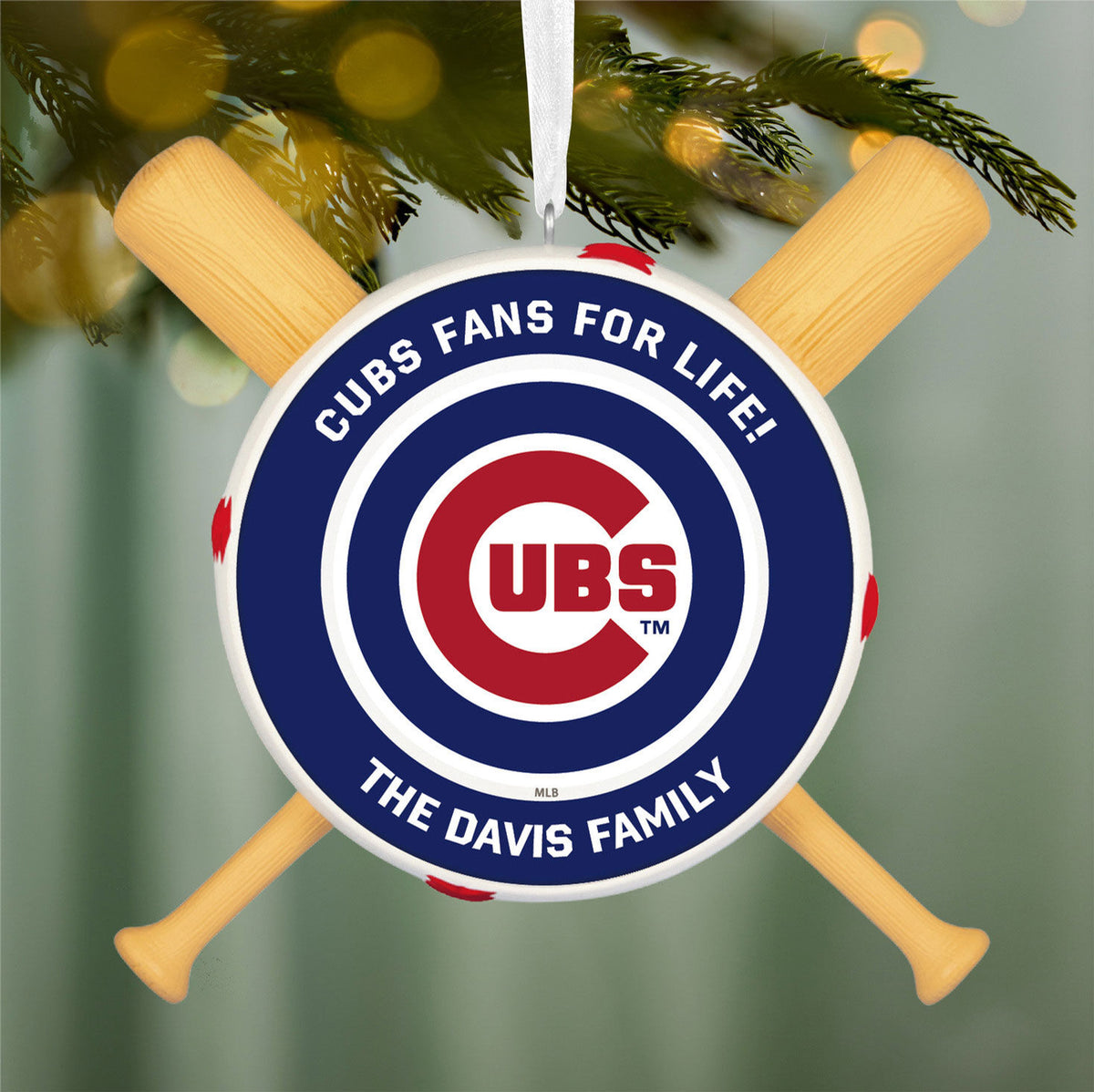 MLB Chicago Cubs™ Baseball Personalized Ornament, Custom Text
