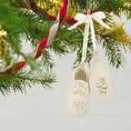 Baby’s First Christmas Monogram Booties Porcelain Personalized Ornament, Custom Text