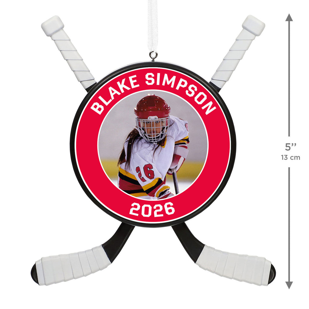 Hockey Star Personalized Photo Ornament, Custom Photo and Text