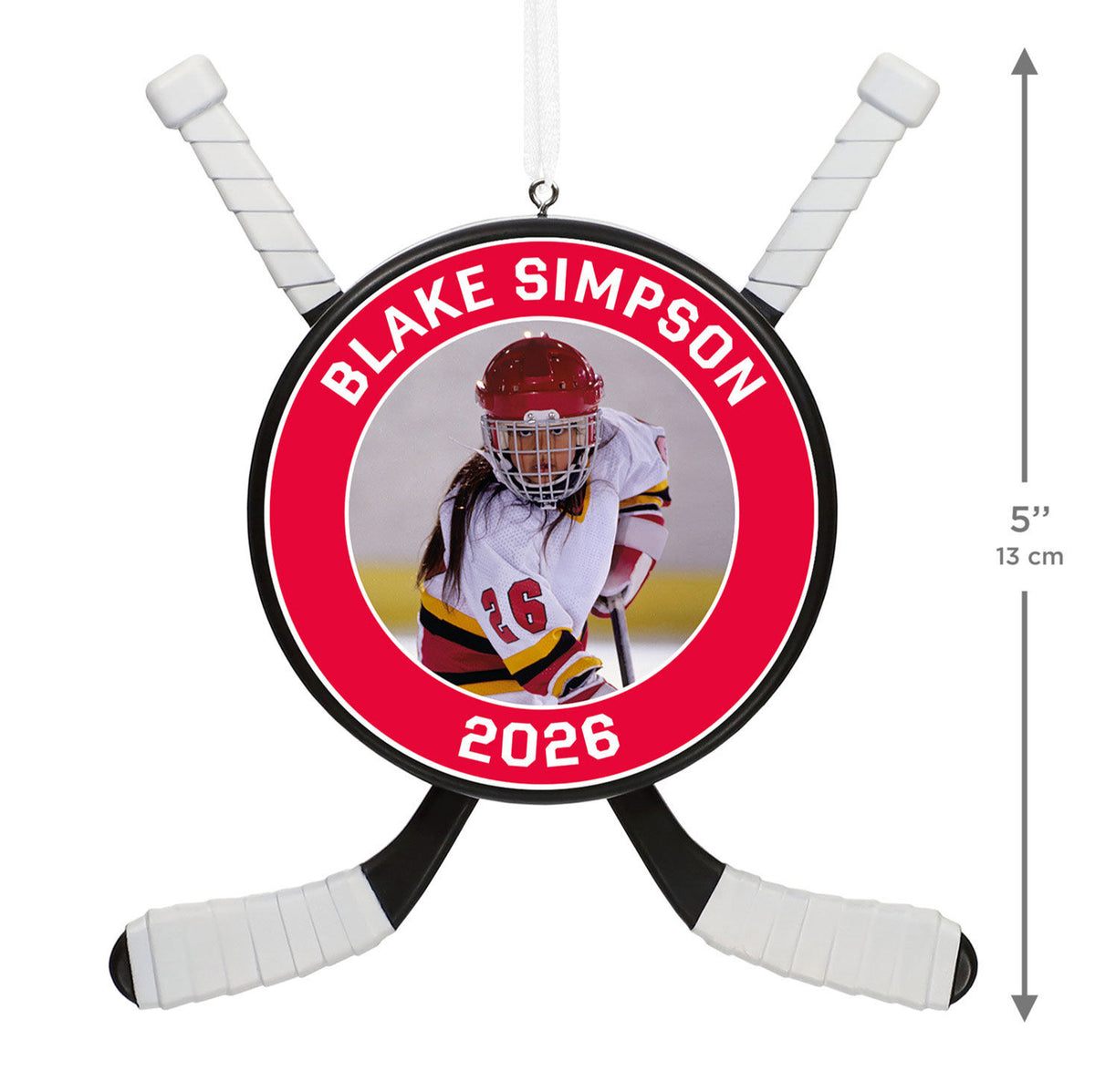 Hockey Star Personalized Photo Ornament, Custom Photo and Text