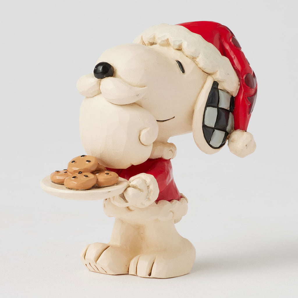 Jim Shore Peanuts Snoopy Santa With Cookie Plate Mini Figurine, 3.3"