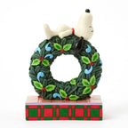 Jim Shore Peanuts Snoopy Sleeping on Light-Up Wreath Figurine, 7.13"