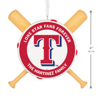MLB Texas Rangers™ Baseball Personalized Ornament, Custom Text